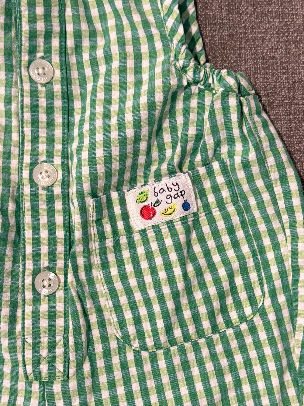 Vintage Baby GAP Green & White Gingham XS (0-3m)